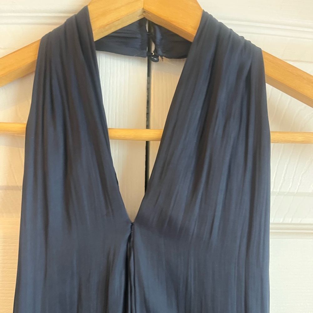 Crinkled Halter Satin Maxi Dress - Picture 4 of 9